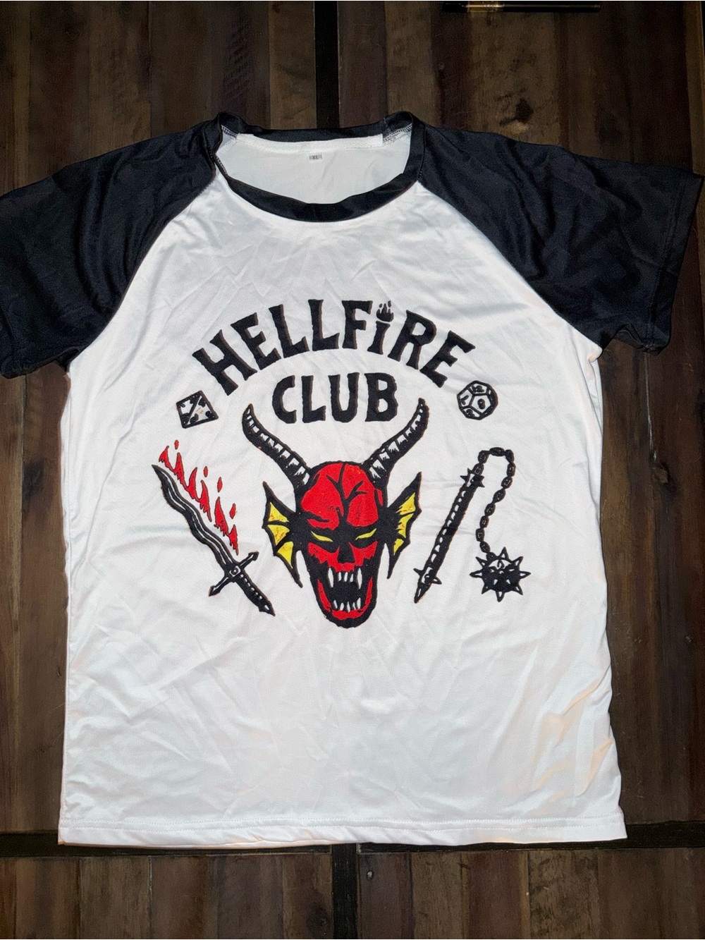 Hellfire Club Graphic Raglan Tee - White/Black